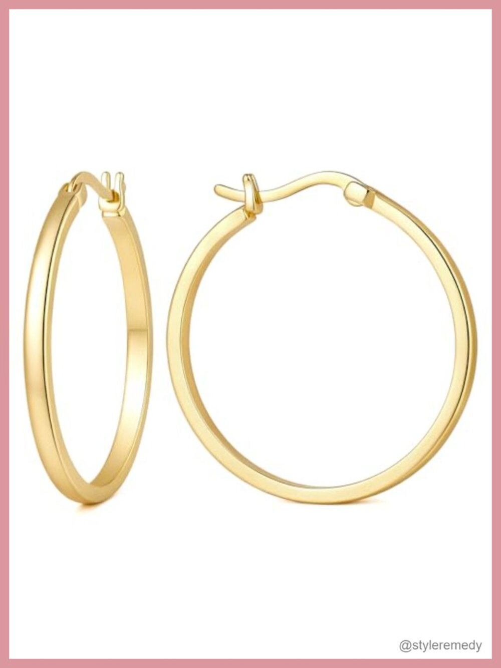14K Gold Plated Hoop Earrings Latch Back Women